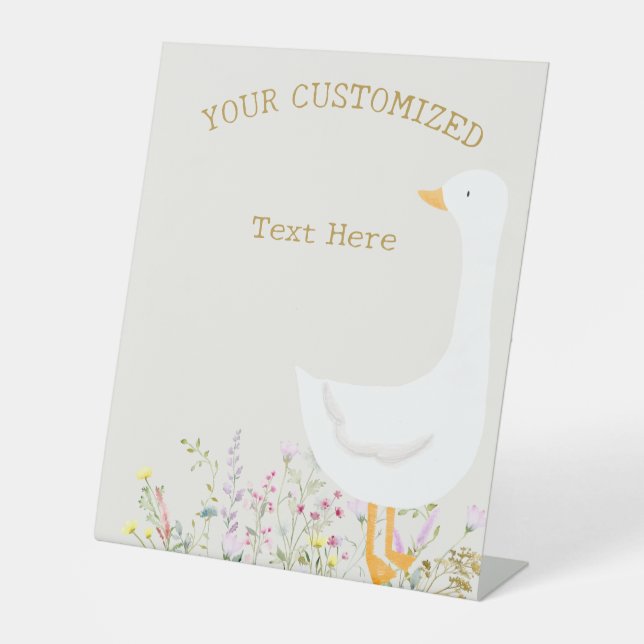 Wasserfarben Gänse Blumenmuster Kinderdusche Schil Sockelschild (Vorderseite)