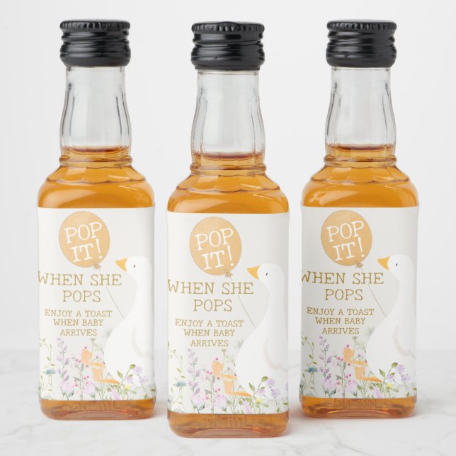 Wasserfarben Gänse Duck Wildblume Babydusche Alkoholflaschenetikett (Flaschen)