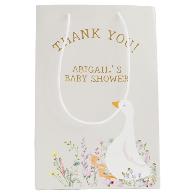 Wasserfarben Gänse Duck Wildblume Babydusche Mittlere Geschenktüte (Vorderseite)