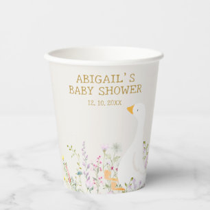 Wasserfarben Gänse Duck Wildblume Babydusche Pappbecher