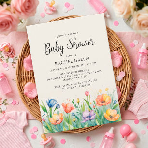 Wasserfarben-Garten Geschlechtsneutrale Babyparty Einladung