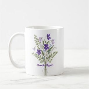 Wasserfarben-Geburtsblume Veilchen Personalisierte Kaffeetasse