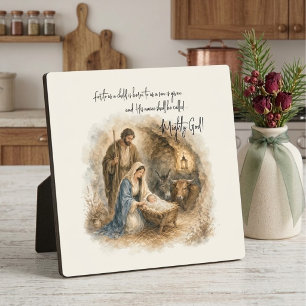 Wasserfarben-Geburtsszene Jesus mächtiger Gott Fotoplatte