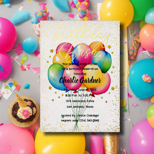 Wasserfarben-Geburtstagsballons Bunt Folieneinladung