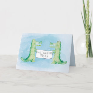 Wasserfarben gemalte Alligatoren/Krokodile mit Sch Karte