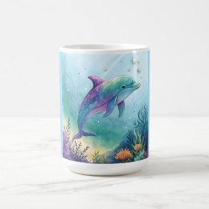 Wasserfarben gemalter Delfin Kaffeetasse