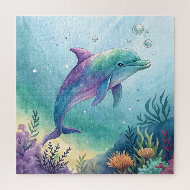 Wasserfarben gemalter Delfin Puzzle (Vertikal)