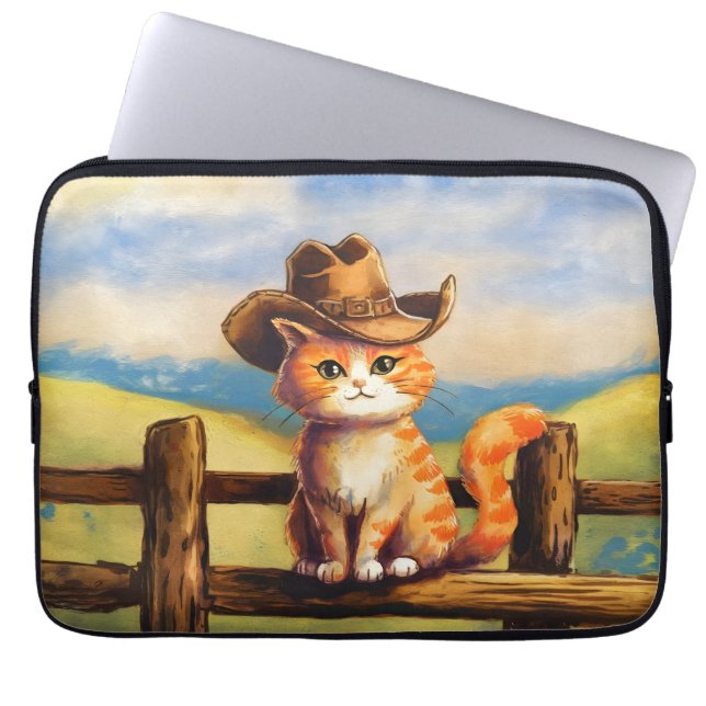 Wasserfarben gemalter Katzenvater Laptopschutzhülle (Vorderseite)