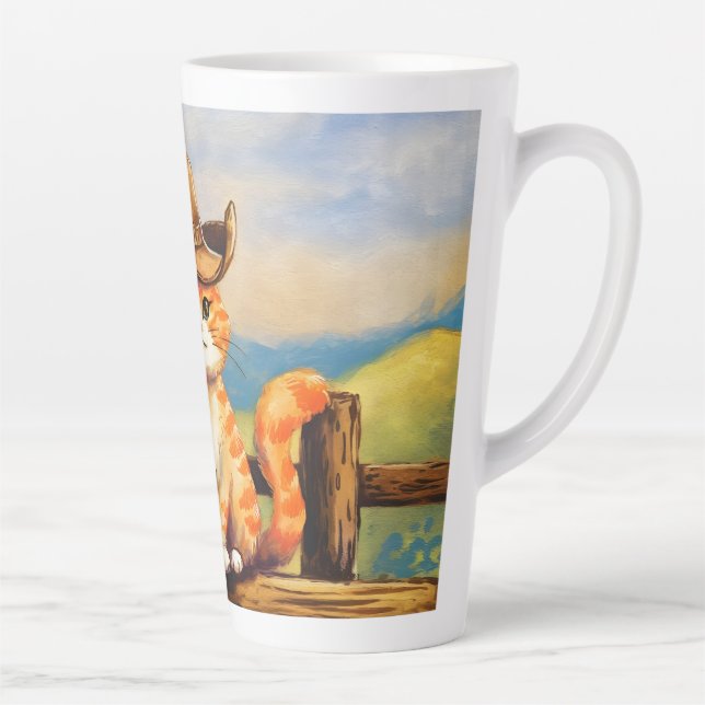 Wasserfarben gemalter Katzenvater Milchtasse (Rechts)