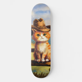 Wasserfarben gemalter Katzenvater Skateboard
