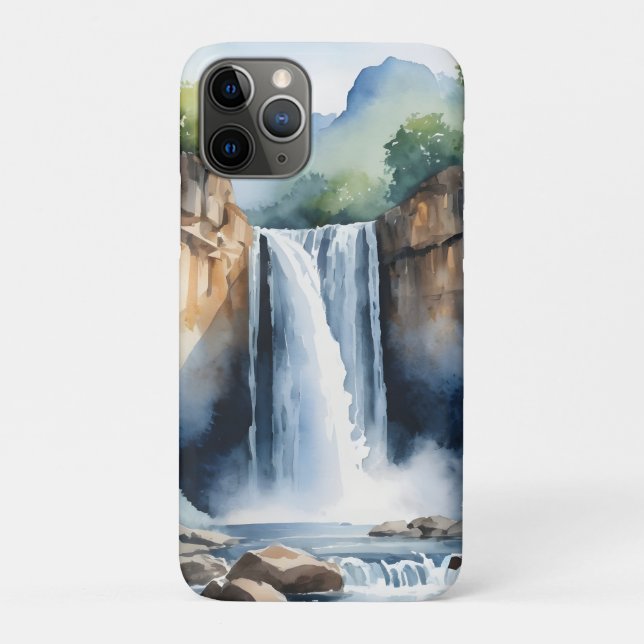 Wasserfarben gemalter Wasserfall Case-Mate iPhone Hülle (Rückseite)