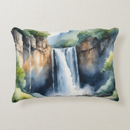 Wasserfarben gemalter Wasserfall Dekokissen