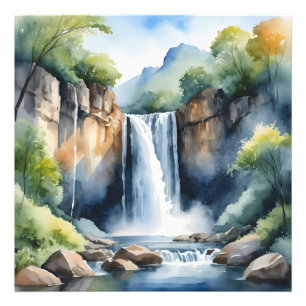 Wasserfarben gemalter Wasserfall Fotodruck
