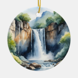 Wasserfarben gemalter Wasserfall Keramik Ornament