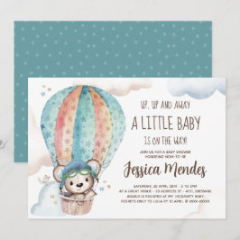 Wasserfarben-Gender-Neutral-Teddy-Bear-Babydusche Einladung