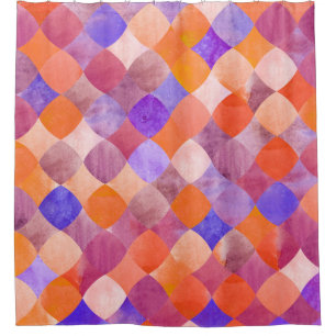 Wasserfarben geometrisch, arabische Fischwaagen. Duschvorhang