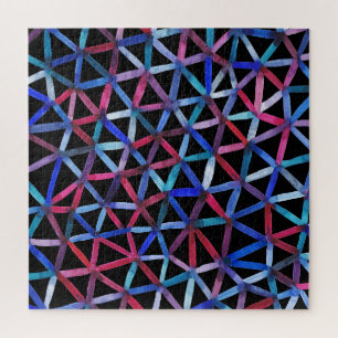 Wasserfarben Geometrisch: Dreiecke Gitter Muster. Puzzle