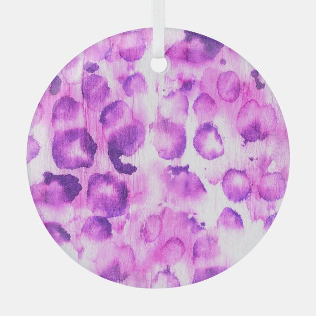 Wasserfarben-Geparde: Light Animal Print. Ornament Aus Glas (Vorderseite)