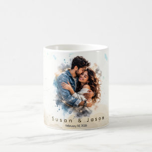 Wasserfarben-Geschenk zum Valentinstag mit individ Kaffeetasse