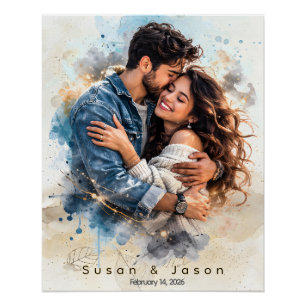 Wasserfarben-Geschenk zum Valentinstag mit individ Poster