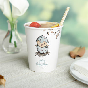Wasserfarben-Geschlecht Neutral-Bird-Baby-Dusche Pappbecher