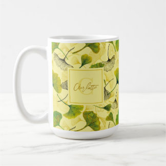 Wasserfarben Ginkgo Biloba Blätter Botanisches Mus Kaffeetasse