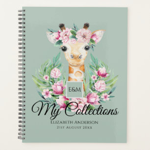 Wasserfarben GIRAFFE Boho Pink Blume Mädchen Planer