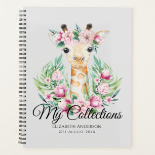 Wasserfarben GIRAFFE Boho Pink Blume Mädchen Planer