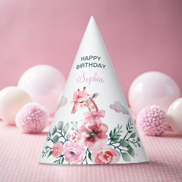 Wasserfarben-Giraffe Ribbon-Girl Geburtstag Partyhütchen