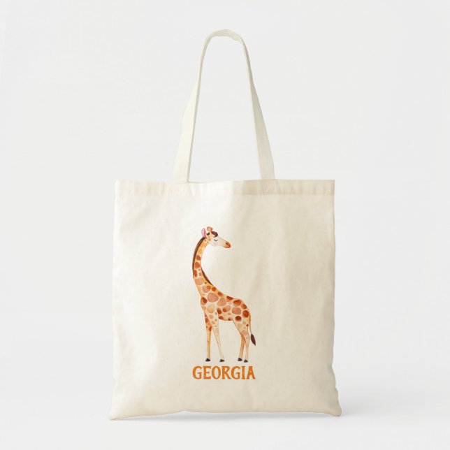 Wasserfarben Giraffe Safari Tierische Kinder Perso Tragetasche (Vorne)