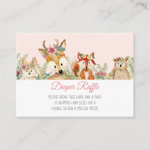 Wasserfarben Girl Boho Deer Fox Bunny Diaper Raffl Begleitkarte