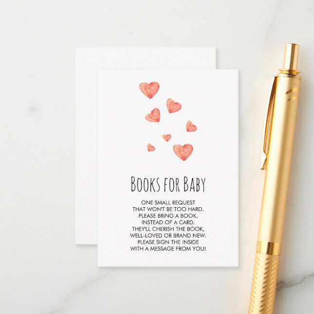 Wasserfarben Girl Books für Babykarten Begleitkarte (Vorderseite/Rückseite Beispiel)