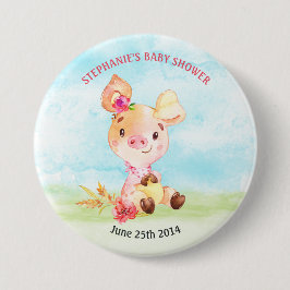 Wasserfarben Girl Piggy Baby Duschfarm Button