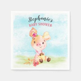 Wasserfarben Girl Piggy Baby Duschfarm Serviette