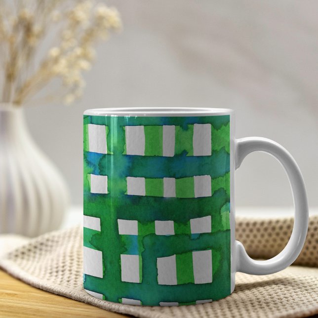 Wasserfarben-Gitter - grün Kaffeetasse (Von Creator hochgeladen)