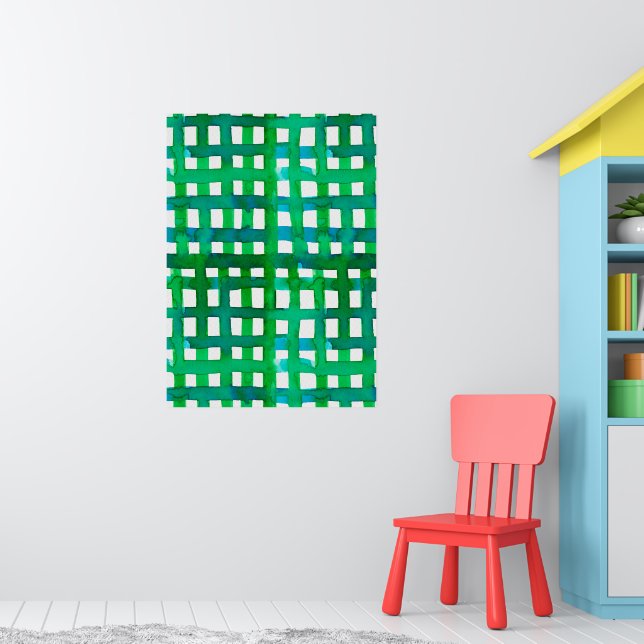Wasserfarben-Gitter - grün Poster (Kinderzimmer 1)