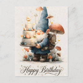 Wasserfarben-Gnom-Birthday-Design mit mehrstöckige Postkarte