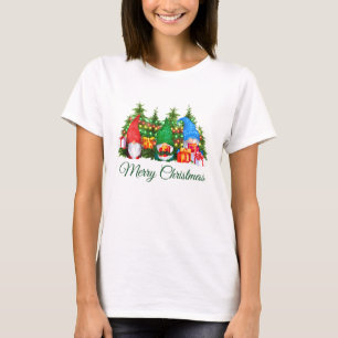 Wasserfarben Gnoma Grün Frohe Weihnachten W T-Shirt
