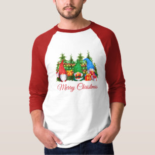 Wasserfarben Gnomaden Rot Frohe Weihnachtssportart T-Shirt