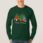 Wasserfarben Gnomes Frohe Weihnachten Grün lange T-Shirt<br><div class="desc">Fröhliche Weihnachts-farbenfrohe Wasserfarben mit Weihnachtsgeschenken Urlaubserlebnisse T - Shirt mit Pinienbäumen und Streichellichter.</div>