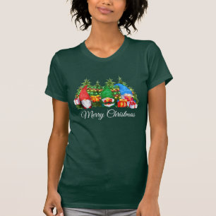 Wasserfarben Gnomes Frohe Weihnachtsgrün W T-Shirt