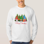 Wasserfarben Gnomes Red Frohe Weihnachten Long T-Shirt<br><div class="desc">Fröhliche Weihnachts-farbenfrohe Wasserfarben mit Weihnachtsgeschenken Urlaubserlebnisse T - Shirt mit Pinienbäumen und Streichellichter.</div>