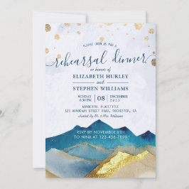 Wasserfarben - Goldberge Hochzeitliches Probe-Dinn Einladung