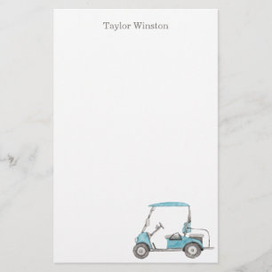 Wasserfarben Golf Cart Personalisiertes Geschirr Briefpapier