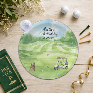 Wasserfarben-Golfplatz 95. Geburtstagsfeier Pappteller
