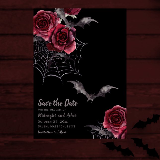 Wasserfarben-gotisches Halloween-Hochzeit speicher Save The Date (Von Creator hochgeladen)