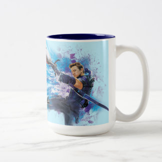 Wasserfarben-Grafik für Druckpfeile Zweifarbige Tasse