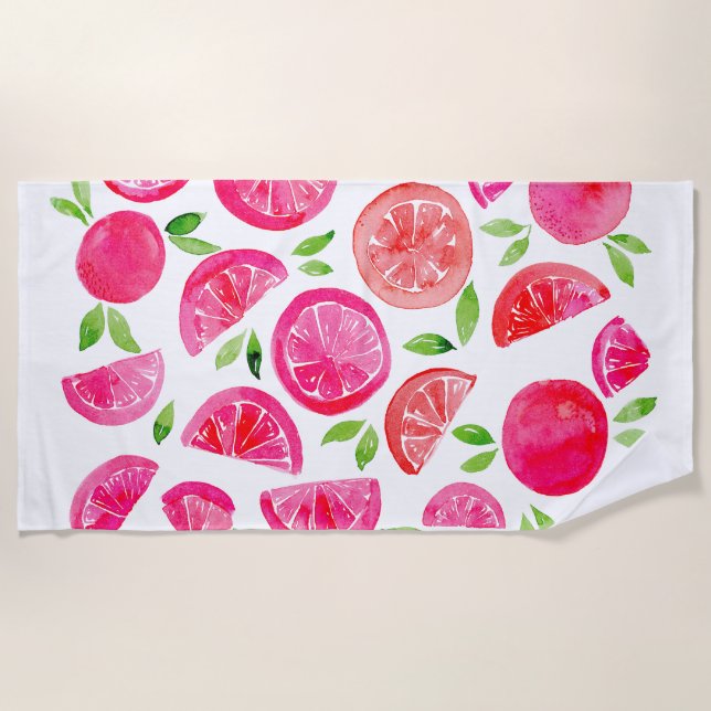 Wasserfarben-Grapefruit Strandtuch (Vorderseite)