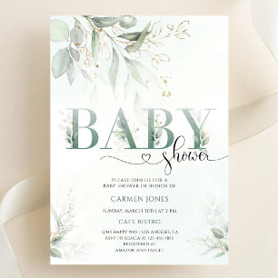 Wasserfarben-Grün-Babyparty Einladung