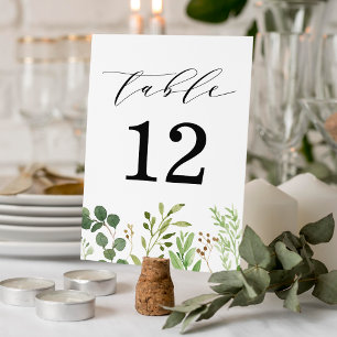 Wasserfarben-Grün-Hochzeit Tischnummer